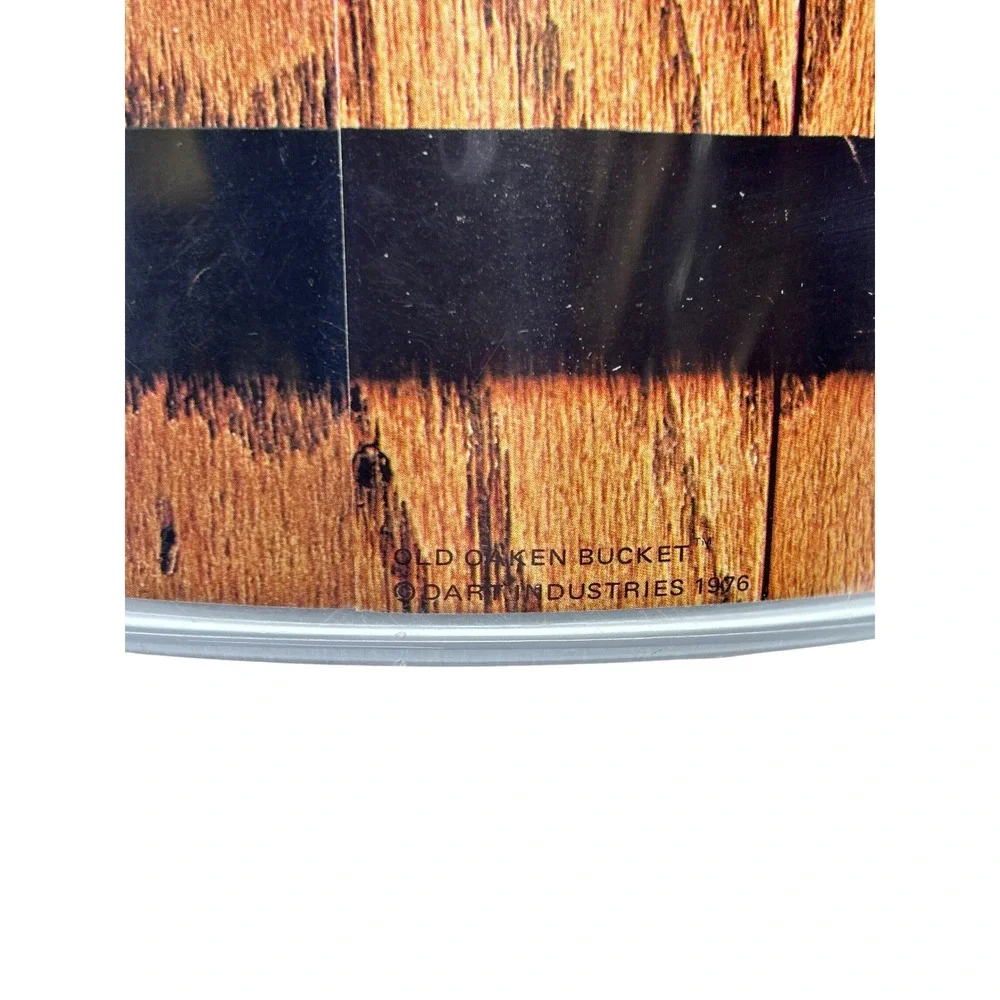 Dart Industries Old Oaken Bucket 1976‎ Ice Bucket Cooler Lid Handles Wood Grain